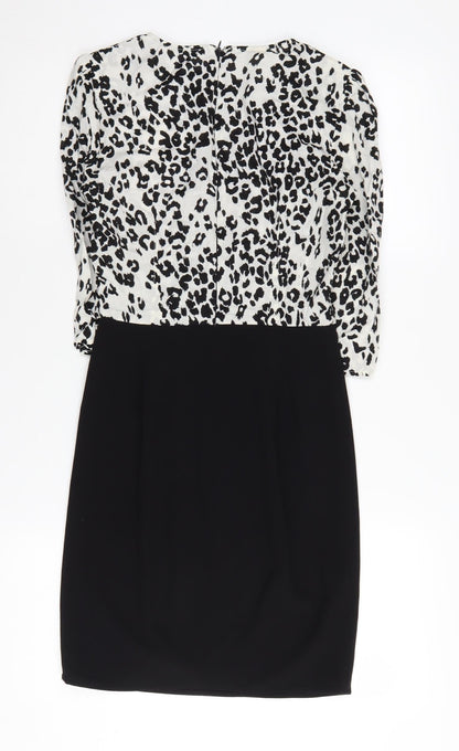 Mango Women's Black Animal Print XS Sheath Dress