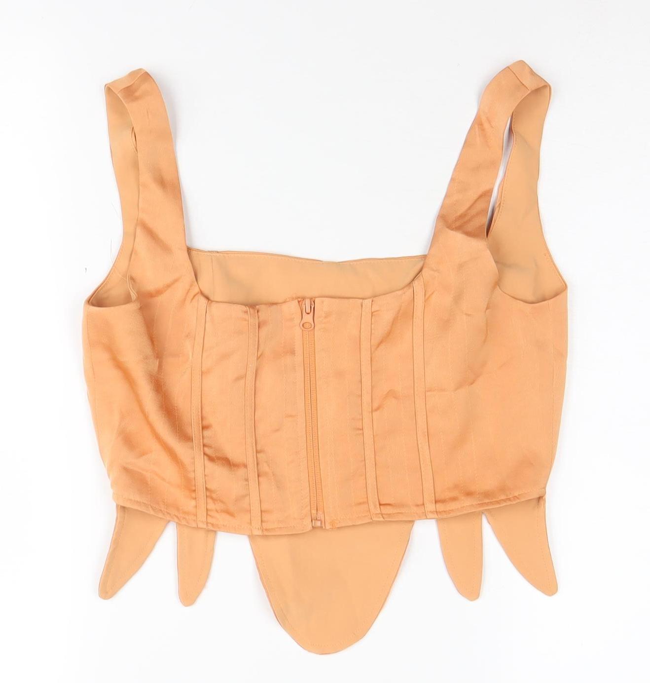 Womens UK Size 12 PRETTYLITTLETHING Orange Camisole Blouse