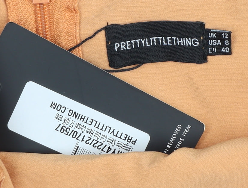 Womens UK Size 12 PRETTYLITTLETHING Orange Camisole Blouse