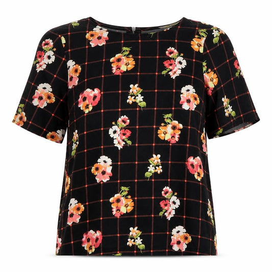 Front view of Red Herring Women's Black Floral Blouse, size 10
