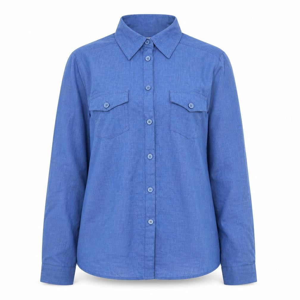 Womens UK Size 10 EWM Pure Classics Blue  Button-Up