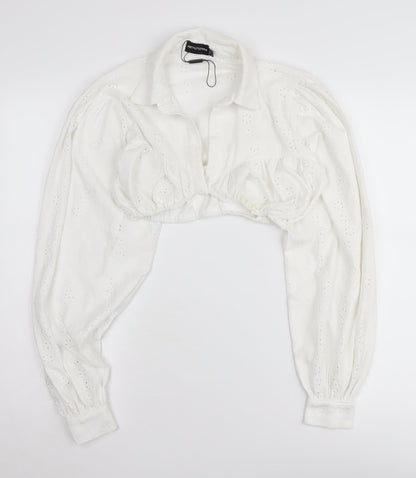 Womens UK Size 8 PRETTYLITTLETHING White Cropped Blouse