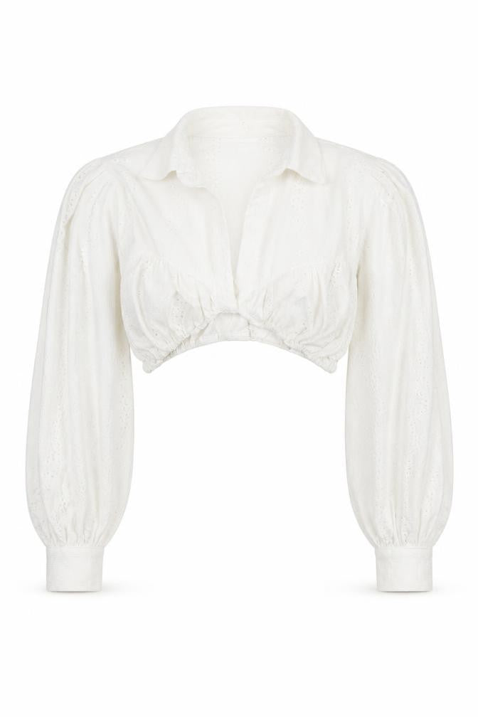 Womens UK Size 8 PRETTYLITTLETHING White Cropped Blouse