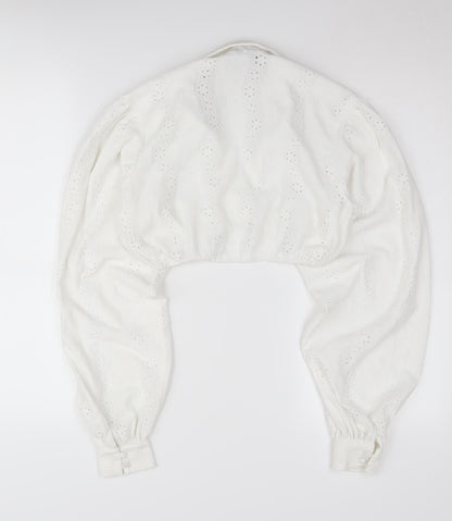 Womens UK Size 8 PRETTYLITTLETHING White Cropped Blouse