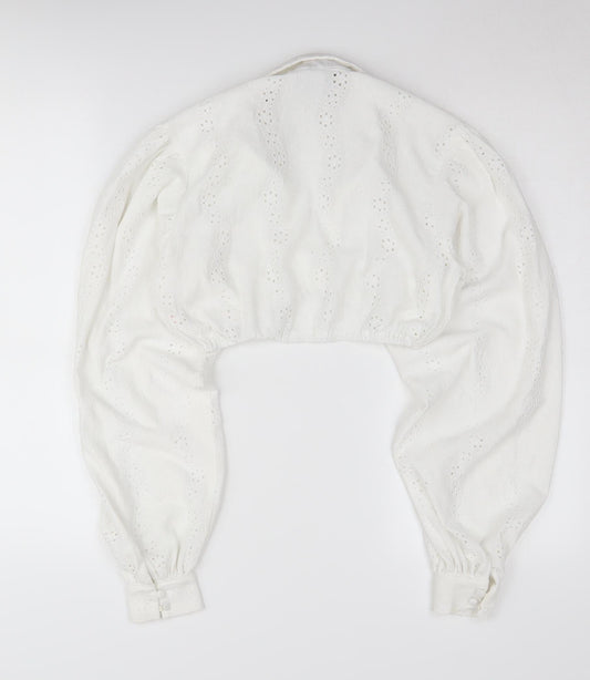 Womens UK Size 8 PRETTYLITTLETHING White Cropped Blouse