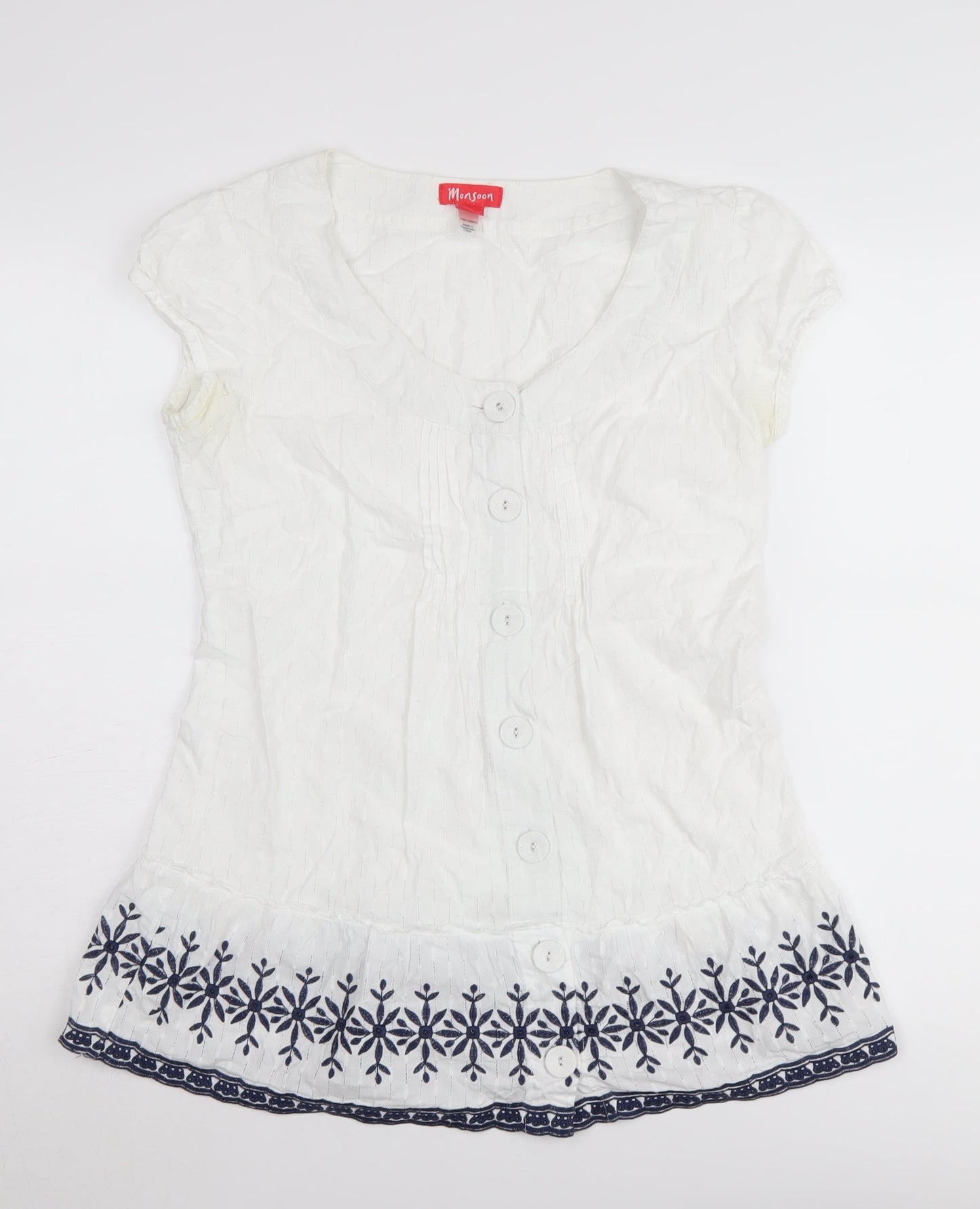 Womens UK Size 10 Monsoon White Basic Blouse
