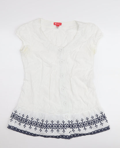 Womens UK Size 10 Monsoon White Basic Blouse