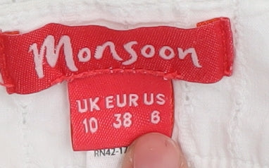Womens UK Size 10 Monsoon White Basic Blouse