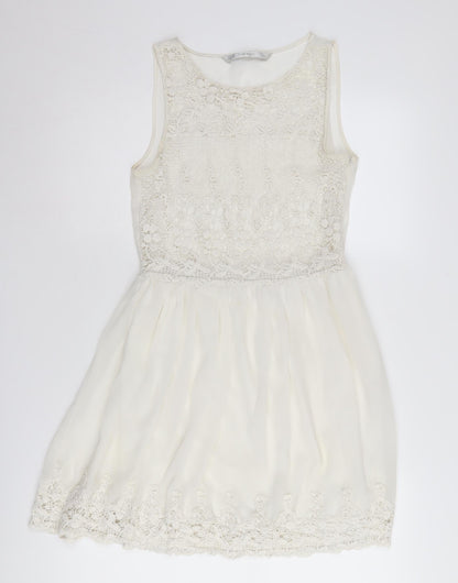 Zara Women's Ivory Fit & Flare Dress XS