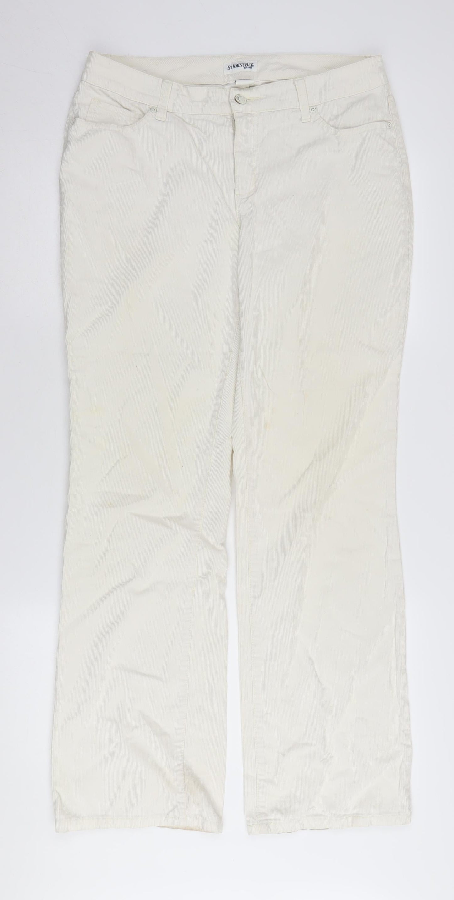 St. John's Bay Women's White Straight Corduroy Jeans Size 8