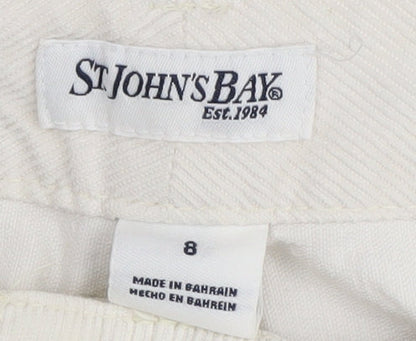St. John's Bay Women's White Straight Corduroy Jeans Size 8