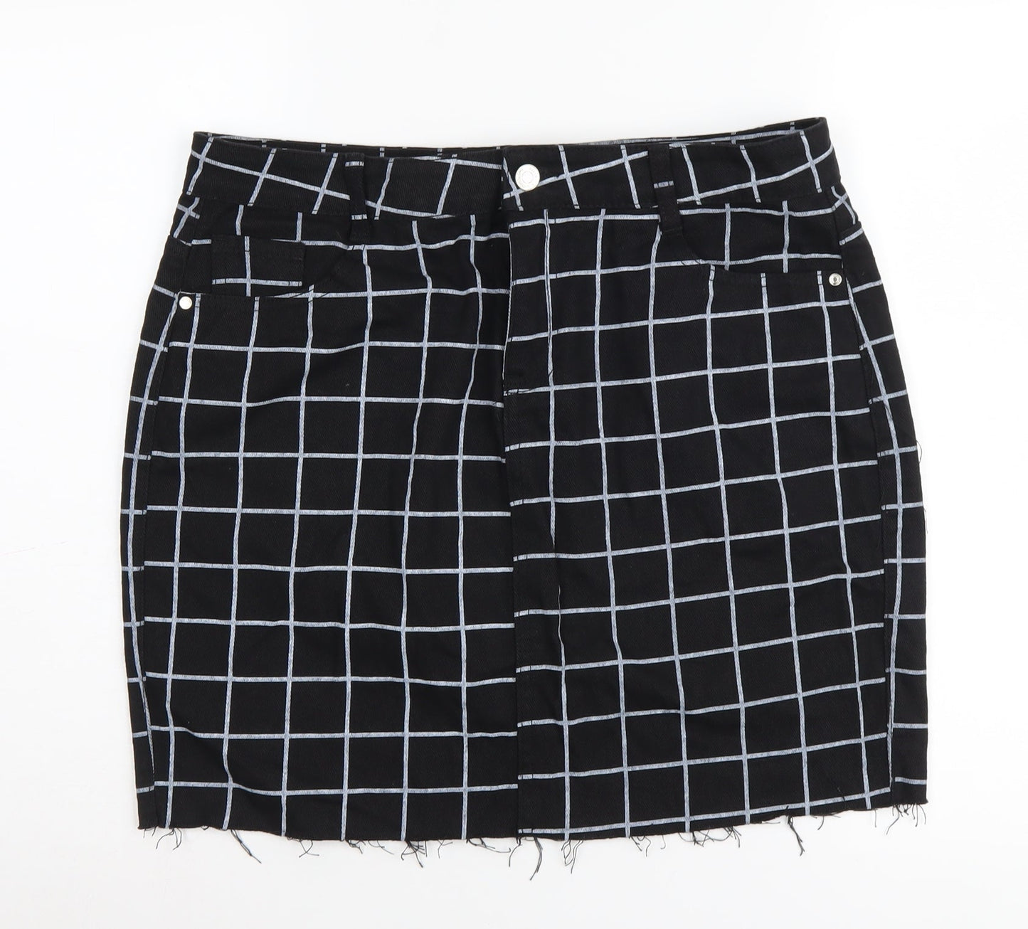 Missguided Women's Black Check Pencil Skirt UK 16