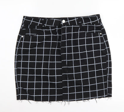 Missguided Women's Black Check Pencil Skirt UK 16