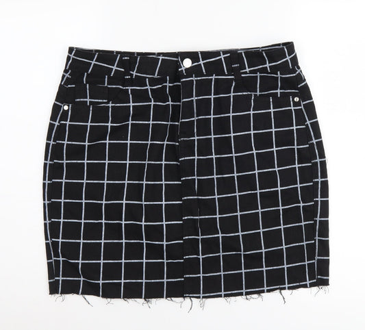 Missguided Women's Black Check Pencil Skirt UK 16
