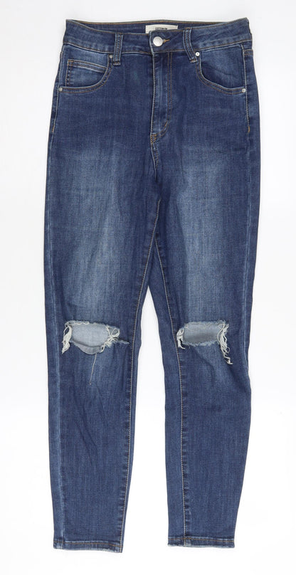 Cotton On Women's Blue Skinny Distressed Jeans Size 10