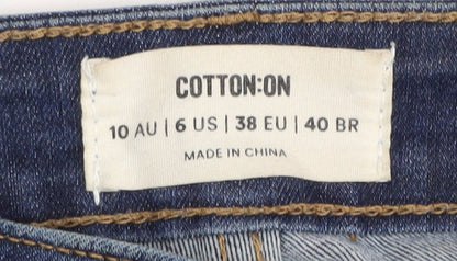 Cotton On Women's Blue Skinny Distressed Jeans Size 10