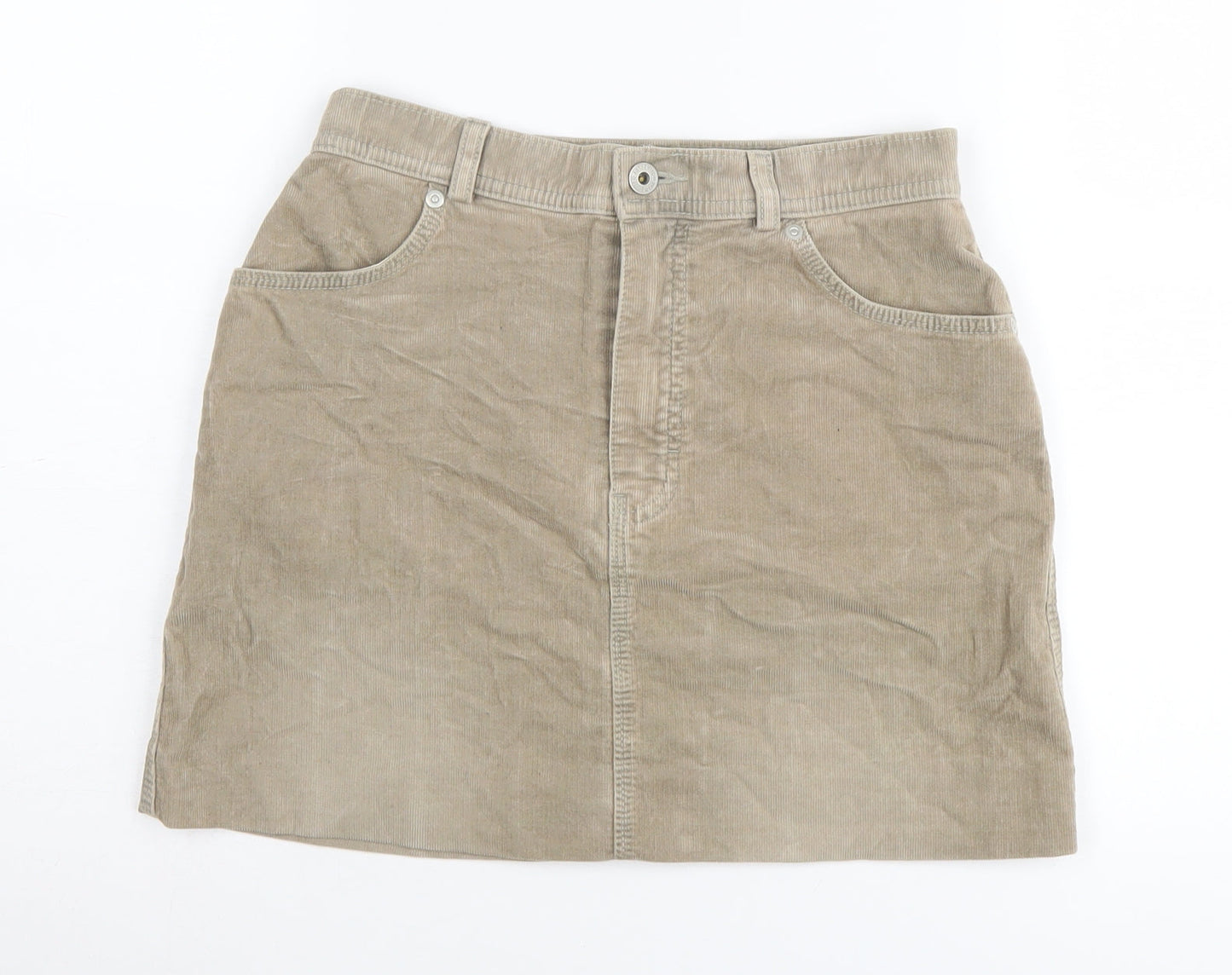 Marks and Spencer Women's Beige Corduroy Skirt Size 8
