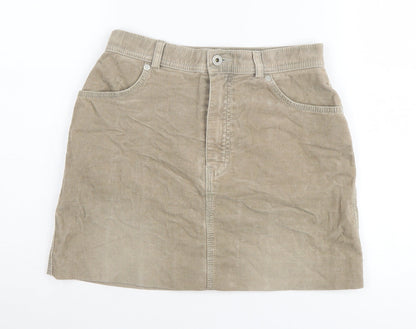 Marks and Spencer Women's Beige Corduroy Skirt Size 8