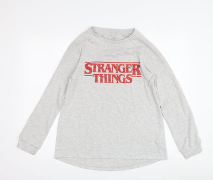 Womens UK Size XS Stranger Things Grey Basic T-Shirt