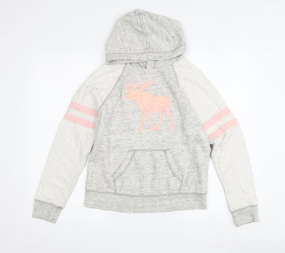 Abercrombie Kids Girls Grey Hoodie 13-14 Years with Moose Design