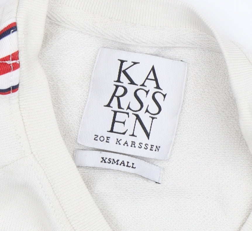 Zoe Karssen Women's Beige Logo XS Sweatshirt Pullover