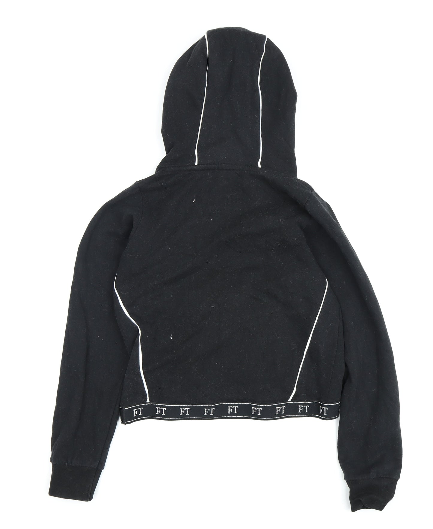 Firetrap Girls Black Hoodie, 13 Years, 100% Cotton, Piping Accents