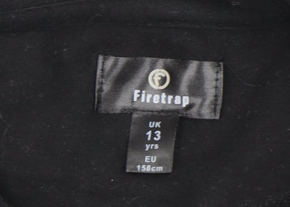 Firetrap Girls Black Hoodie, 13 Years, 100% Cotton, Piping Accents