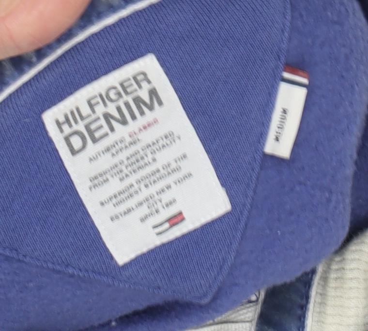 Mens UK Size M Hilfiger Denim Blue Pullover Hoodie