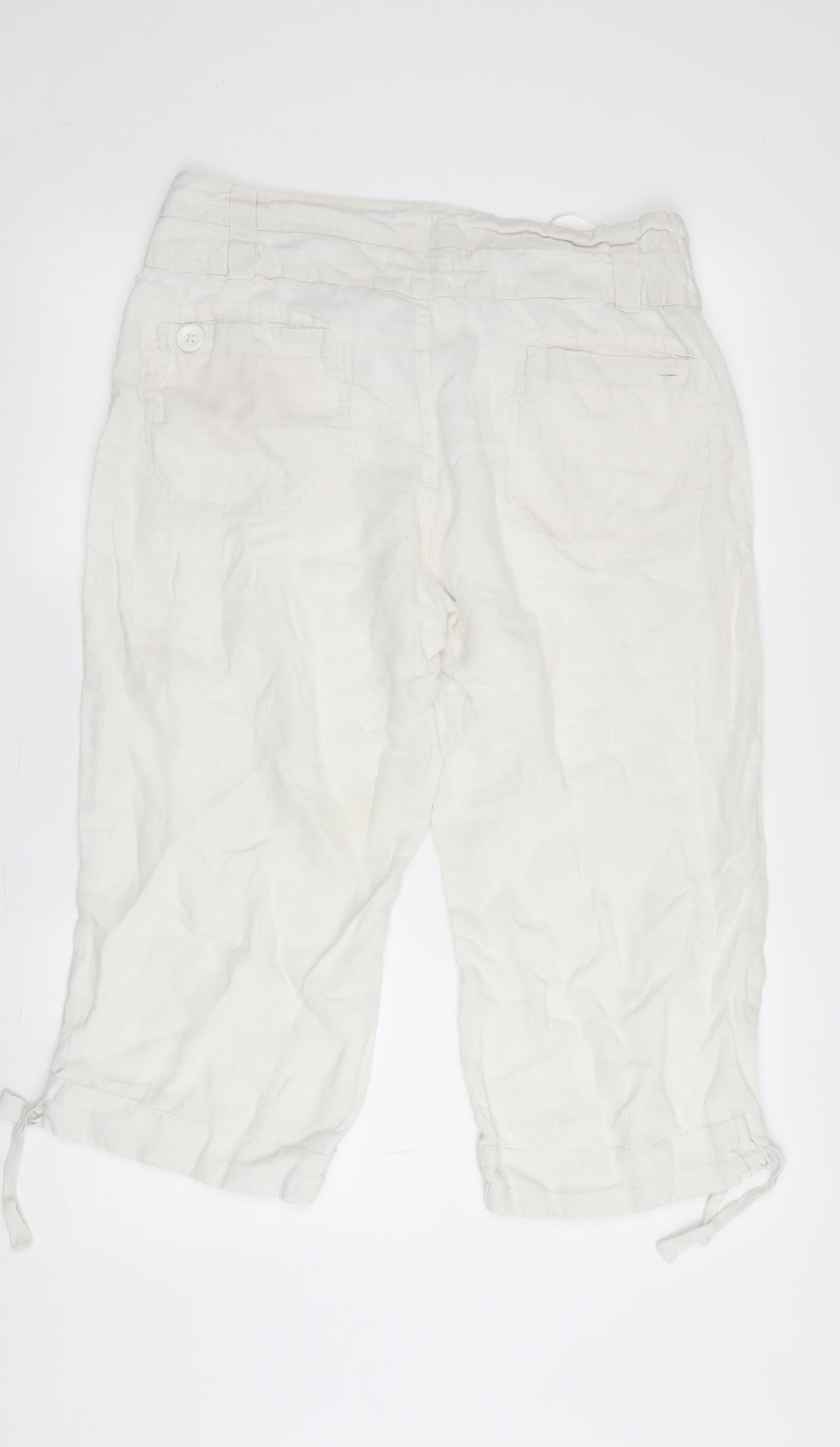 Womens UK Size 14 Laura Ashley Regular Fit Cropped Ivory Trousers
