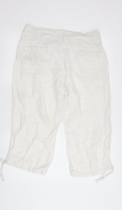 Womens UK Size 14 Laura Ashley Regular Fit Cropped Ivory Trousers