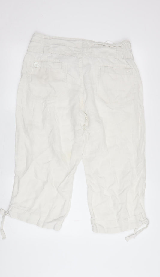 Laura Ashley Women’s Ivory Cropped Linen Trousers Size 14