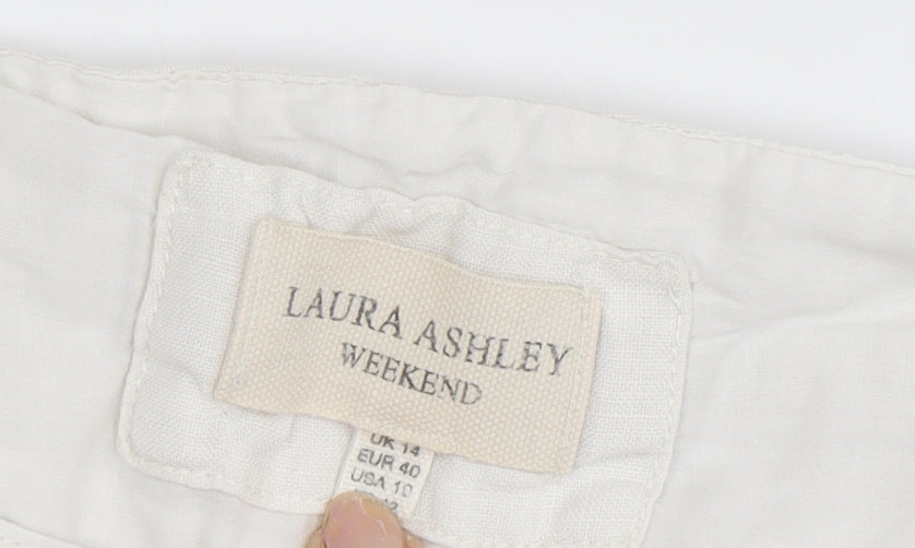 Womens UK Size 14 Laura Ashley Regular Fit Cropped Ivory Trousers
