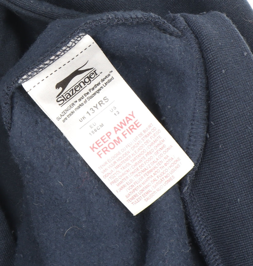 Slazenger Girls Blue Full Zip Hoodie 13 Years with Logo