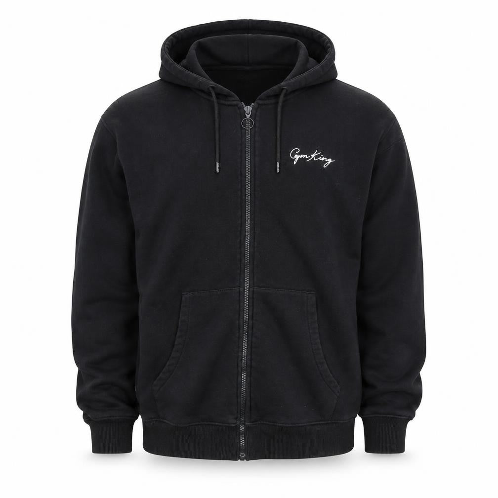Mens UK Size L Gym King Black Full Zip Hoodie