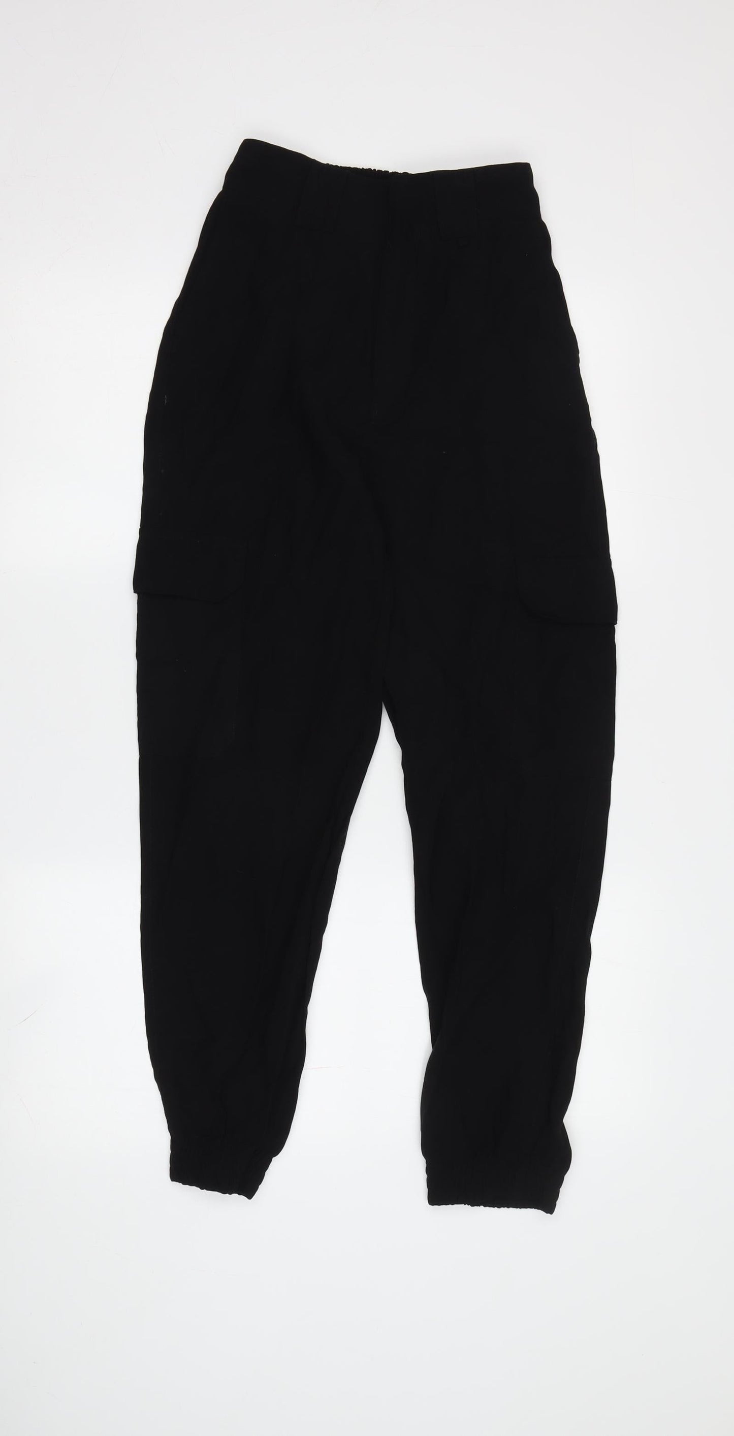 Womens UK Size XS Pull&Bear Relaxed Fit Cargo Black Trousers