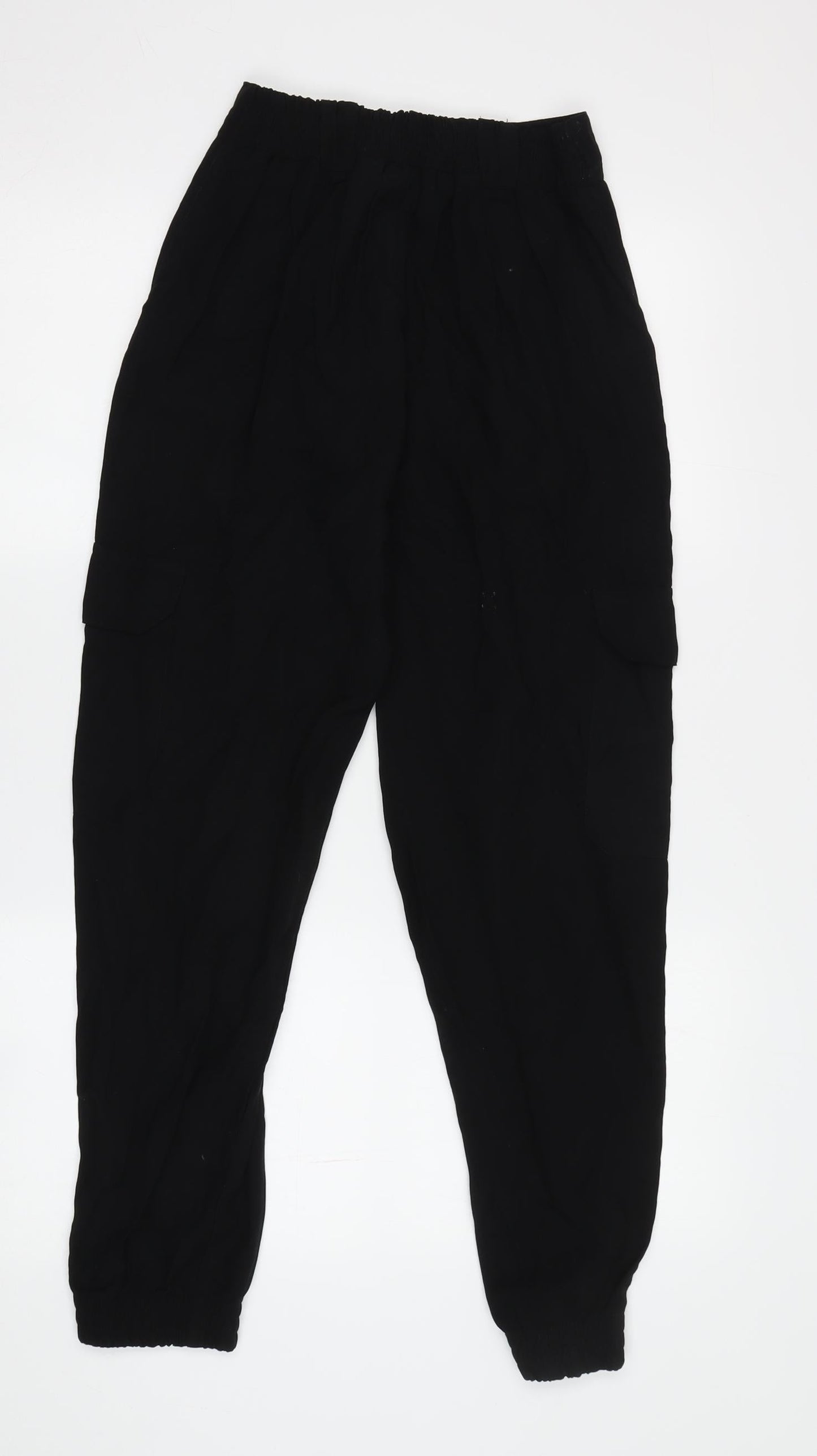 Womens UK Size XS Pull&Bear Relaxed Fit Cargo Black Trousers