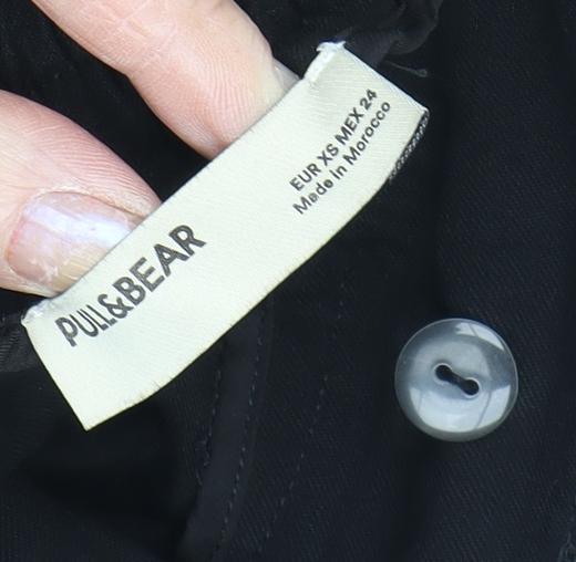 Womens UK Size XS Pull&Bear Relaxed Fit Cargo Black Trousers