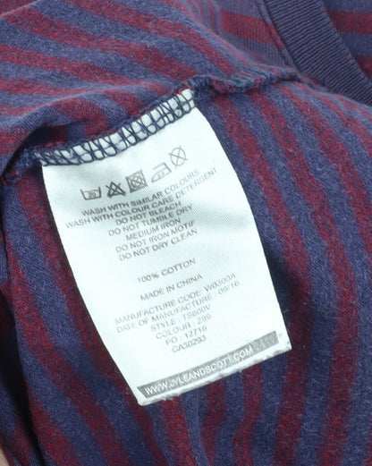 Lyle & Scott Men’s Purple Striped Cotton T-Shirt M