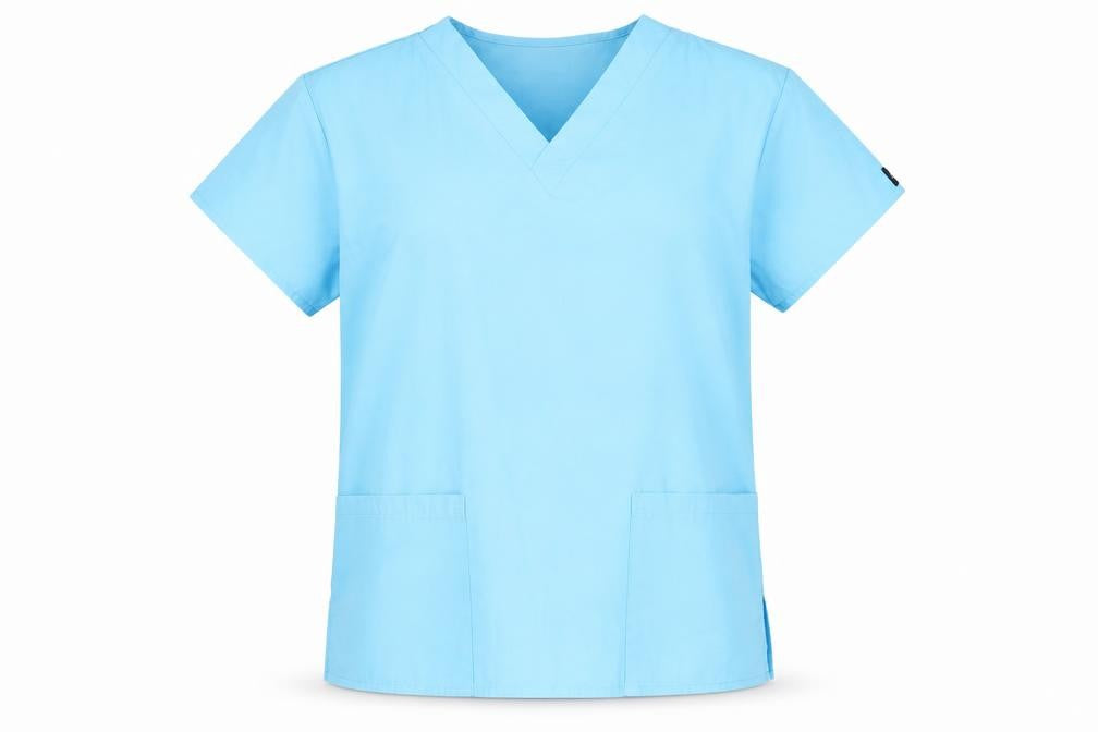 Front view of Dickies unisex blue s v-neck t-shirt, casual, regular fit