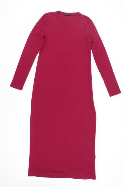 Zara Women's Red Long Bodycon Dress Size S