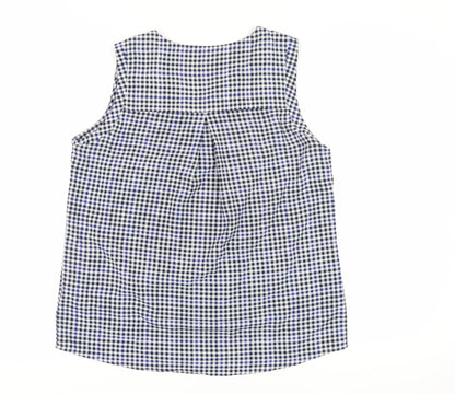 Marks and Spencer Women Blue Check Sleeveless Blouse Size 12