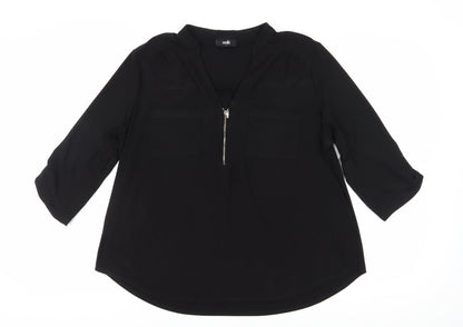 Womens UK Size L Wallis Black Basic Blouse