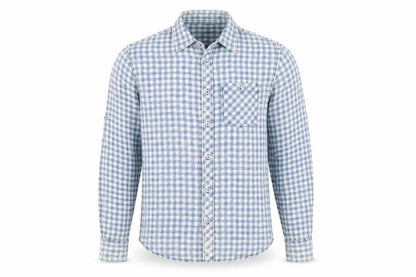 FSBN Men's Blue Slim Fit Check Long Sleeve Shirt