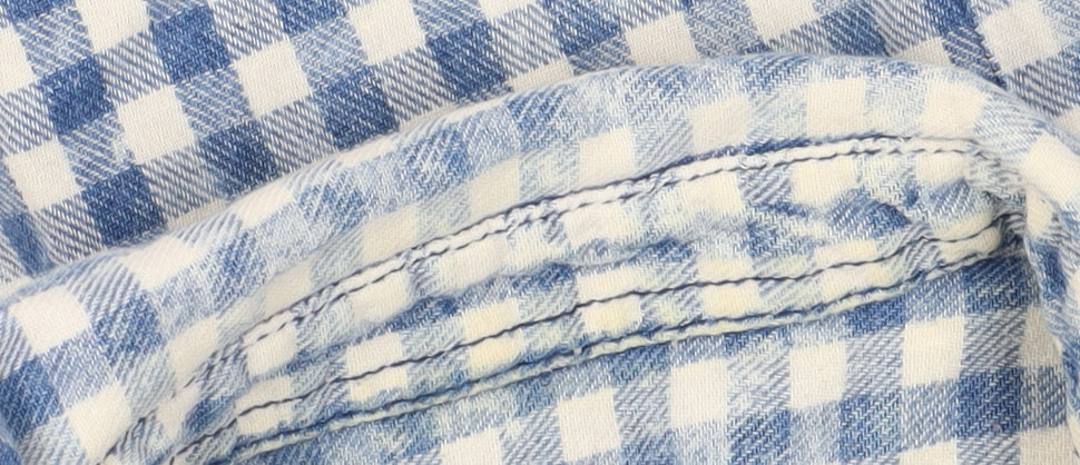 FSBN Men's Blue Slim Fit Check Long Sleeve Shirt