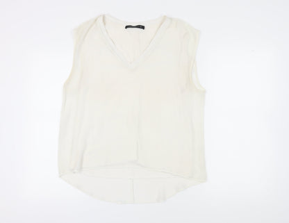Womens UK Size 12 Zara Ivory Basic Tank