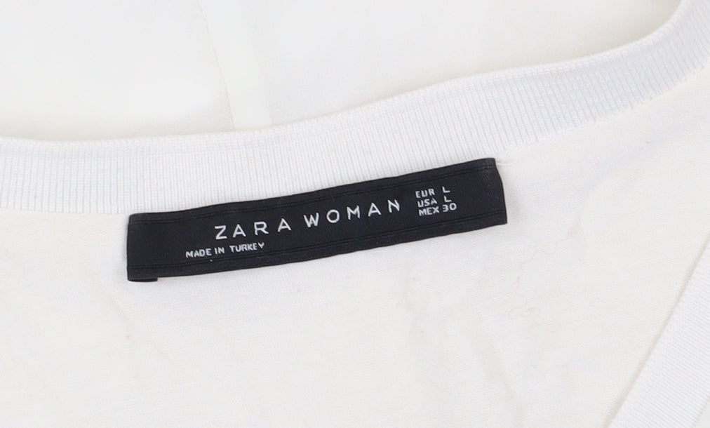 Womens UK Size 12 Zara Ivory Basic Tank
