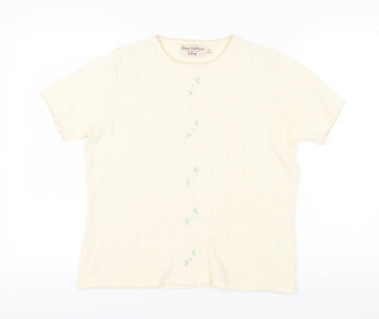 Womens UK Size 14 Honor Millburn Ivory Basic T-Shirt