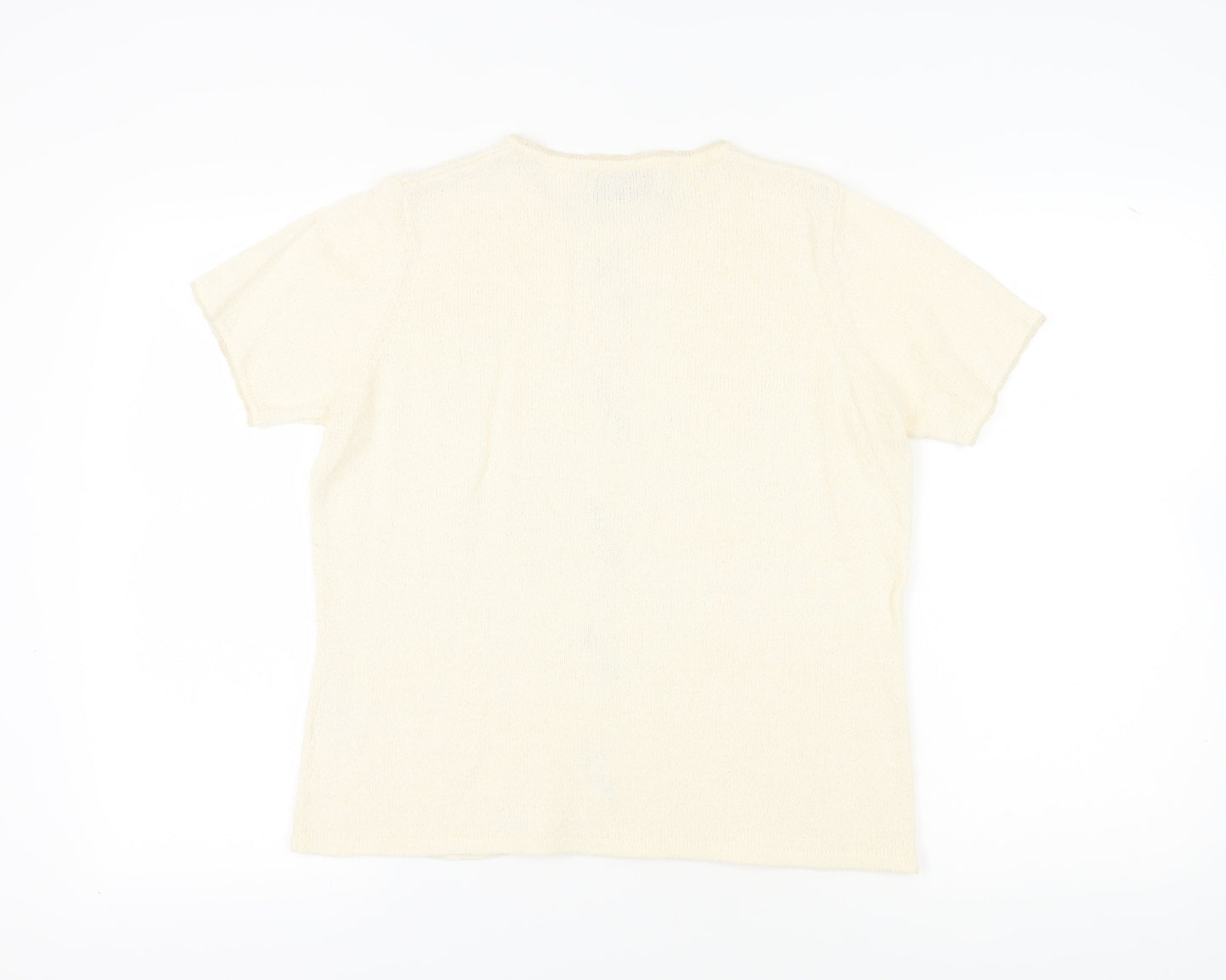Womens UK Size 14 Honor Millburn Ivory Basic T-Shirt