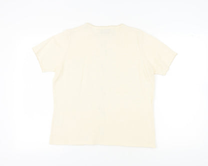 Womens UK Size 14 Honor Millburn Ivory Basic T-Shirt