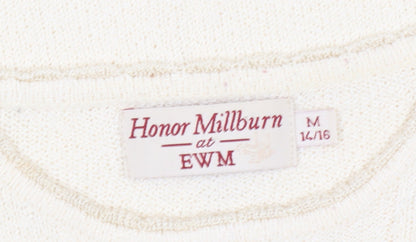 Womens UK Size 14 Honor Millburn Ivory Basic T-Shirt